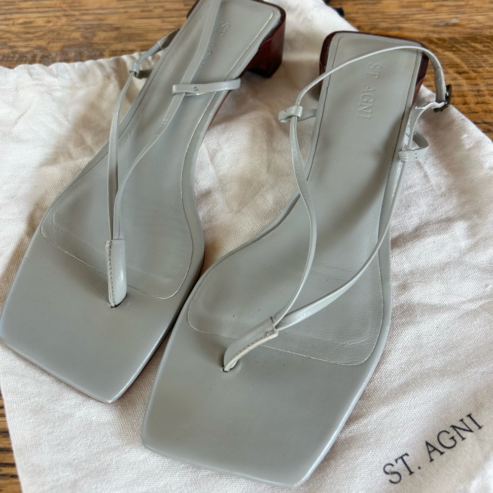 St. Agni heeled leather thong sandals